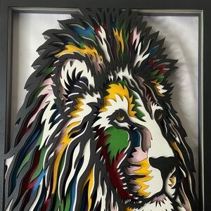 Layered Wooden Lion 10.5”x15”